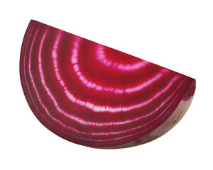 Beetroot Half Cross Section Reveals Vibrant Red Concentric Rings Texture Closeup View on transparent background