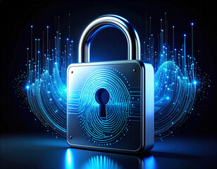 Padlock with digital fingerprint and data flow