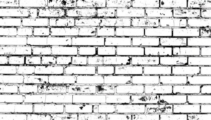 Distressed White Brick Wall Texture with Black Marks and Weathering.