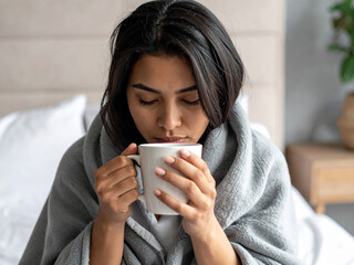 young woman drinking tea
