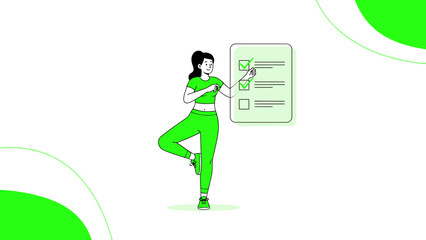 Woman checking off tasks on a checklist, healthy lifestyle concept