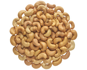 Whole Cashew Nuts Piled in Circular Arrangement transparent background