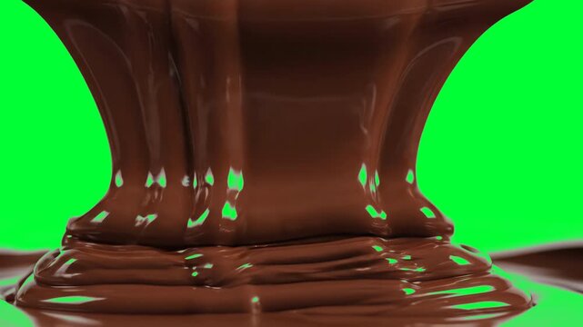 melted chocolate dripping on white background chocolate splash green screen background video