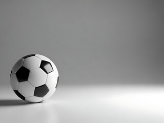 Obraz premium Soccer ball resting, photorealistic studio shot. Clean, minimalist aesthetic with light and shadow, focused on sports and recreation activity.