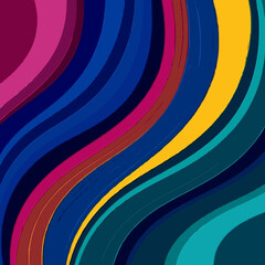 A vibrant and colorful abstract vector graphic with wavy lines and bold shapes