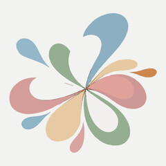 A colorful abstract flower design with pastel petals on a white background