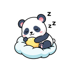 Adorable Panda Sleeping on Cloud with Banana