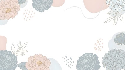 Minimalist spring floral pastel background, delicate floral illustration, romantic wedding decor