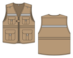 Versatile safety vest template with multiple pockets for visibility and functionality while working