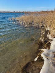 ice on the lake in winter season