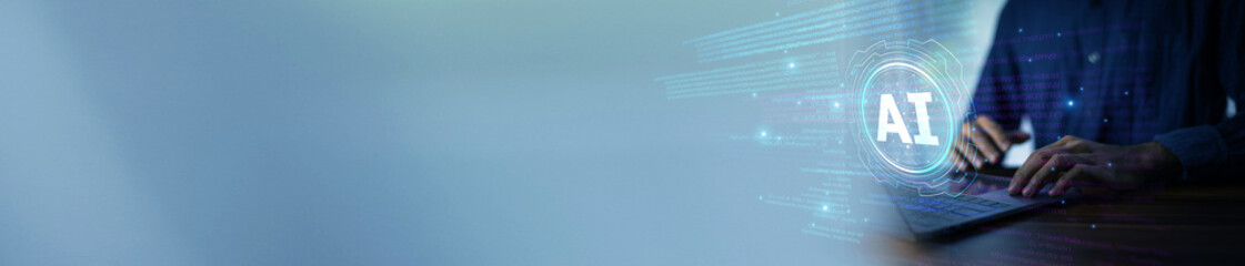 Artificial Intelligence Technology Banner with Digital Background and Copy Space for Modern Business Design