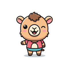 Adorable Cartoon Llama Character Illustration