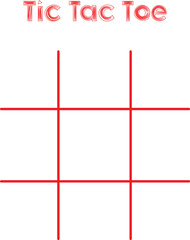 Simple red tic tac toe grid template prominently displayed against a clean white background ready for gameplay.