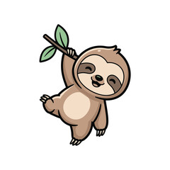 Adorable Cartoon Sloth Illustration