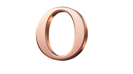 Rose gold number zero isolated on white background