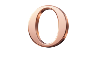 Rose gold number zero isolated on white background