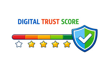Digital trust score indicator with shield and stars rating