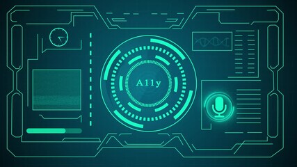 Futuristic HUD interface displaying artificial project sample data DNA analysis and communication icons aesthetic - Powered by Adobe