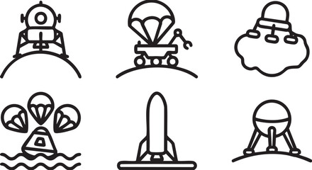 Space exploration featuring rockets landers and parachutes © MOHAMMAD