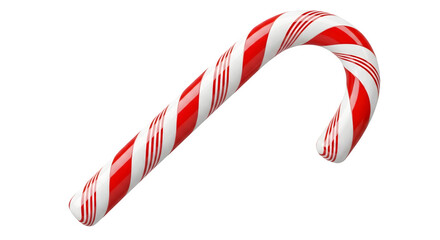 Obraz premium Red and white candy cane isolated on transparent background