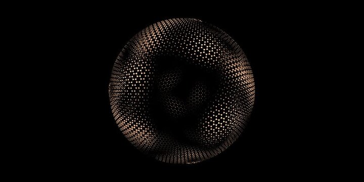 Abstract ball with smooth gradient of pastel blue and red. 3D rendering with soft muted colors shows a futuristic motion resembling a plasma cloud on black background. Perfect for event. Seamless