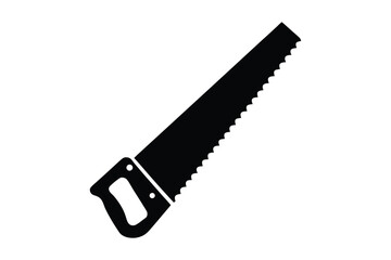 Hand saw silhouette vector, handsaw carpentry tool flat vector icon