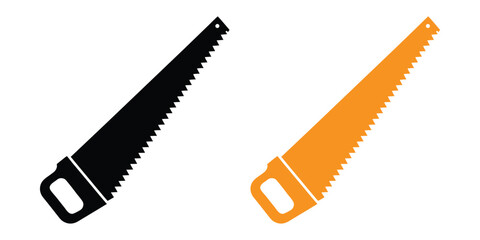 Hand saw silhouette vector, handsaw carpentry tool flat vector icon