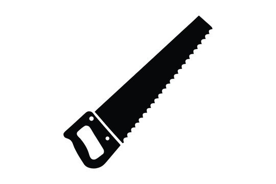 Hand saw silhouette vector, handsaw carpentry tool flat vector icon