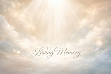 Obraz premium Light Shines Through Clouds in a Sky Scene Dedicated to the Memory of Loved Ones With a Message of Remembrance