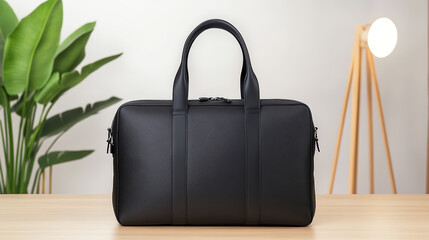 Sleek weekender bag minimalist travel bag black duffel leather look modern design carry handle zip closure unisex lightweight durable versatile companion for short trips with calm confidence