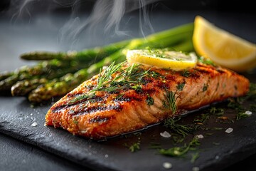 Nutritious Omega-3 Rich Meal: Cooked Salmon