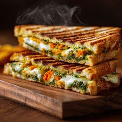 Grilled Tricolor Sandwich with Melting Cheese