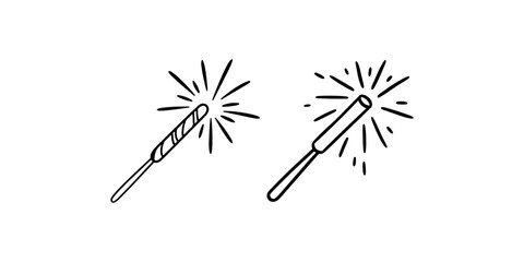 Two sparklers with light burst effect on white background festive celebration element