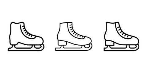 Three pairs of ice skates with laces and blades on white background winter sport gear