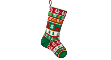 Traditional Christmas Stocking isolated on transparent background