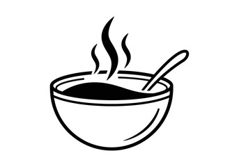 illustration of bowl of soup with steam rising, cozy comfort food concept, Italian cuisine theme, clipart style.