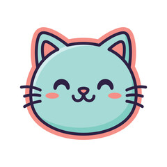 Cute Cartoon Cat Face Vector Illustration