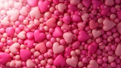 Valentine's day celebration with pink hearts background for lovers and friends