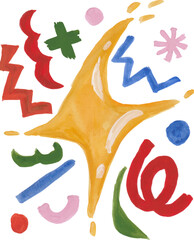 Vibrant Hand-Painted Abstract Shapes Composition