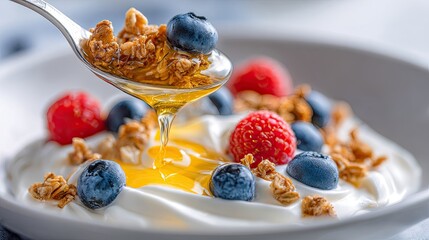 Creamy Texture of Yogurt with Crunchy Toppings