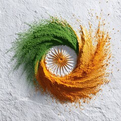 Republic Day Concept Art: Saffron White and Green Arrangement