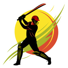 Cricket Batsman Silhouette &ndash; Power Shot Vector Illustration