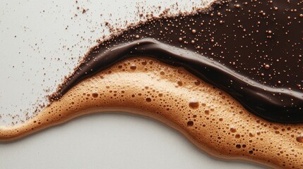 Rich Dark Chocolate Swirl With Golden Glitter And Frothy Foam Macro Shot