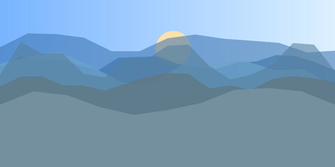 Serene mountain range at dawn