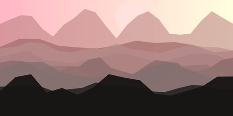 Serene sunset over mountain range