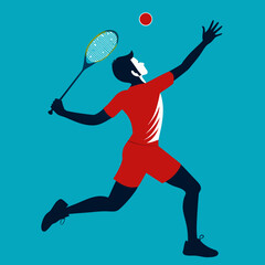 Tennis Player Silhouette Performing Jump Shot Action