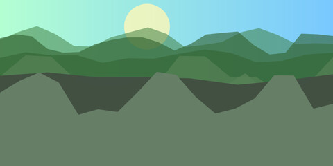 Serene mountain landscape at sunset