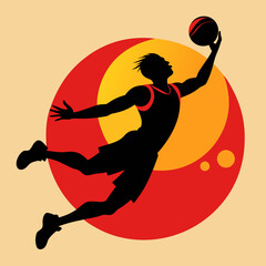 Basketball Player Silhouette &ndash; Jump Shot Action Vector