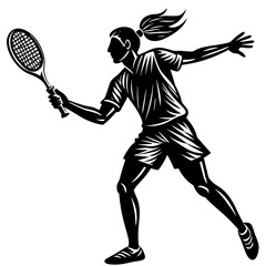 Badminton Player Silhouette &ndash; Powerful Smash Action Vector