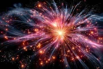 Fireworks Explosion Light Trails Night Sky